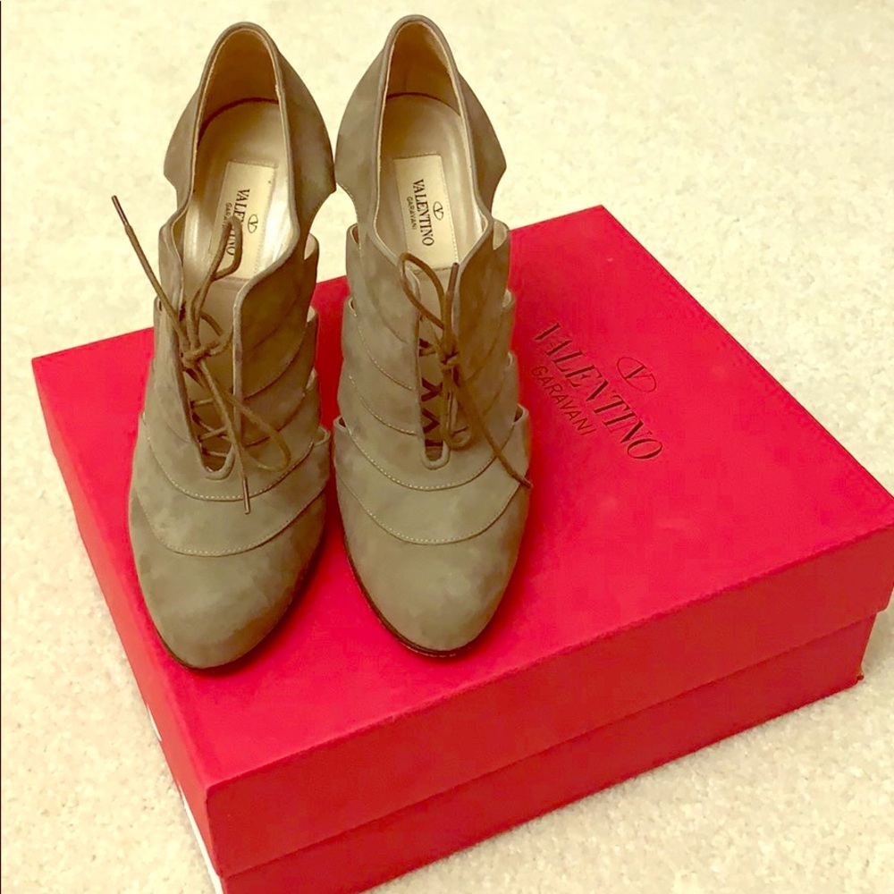 Valentino Tan Suede Booties
